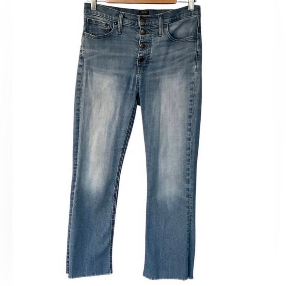 J.Crew Women's High-Rise Crop Flare Jeans Medium Blue Wash with Fade Siz…